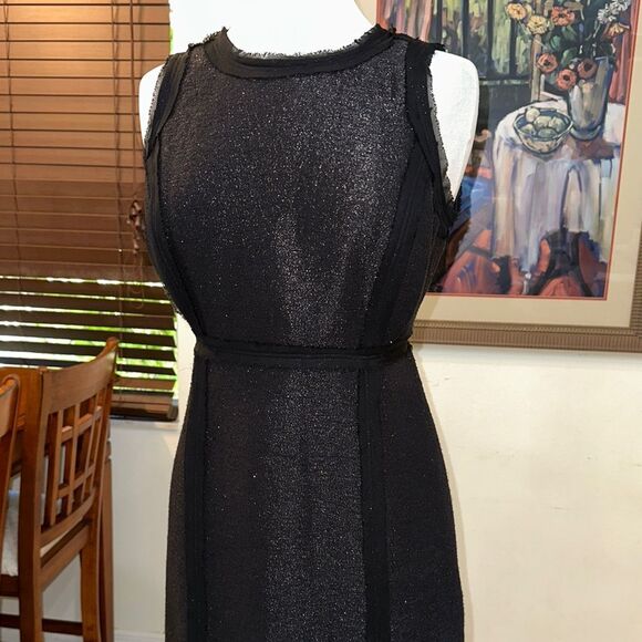 Michael Kors Dresses & Skirts - Michael Kors Black Tweed Fringe Shimmer Sleeveless Dress Size 6